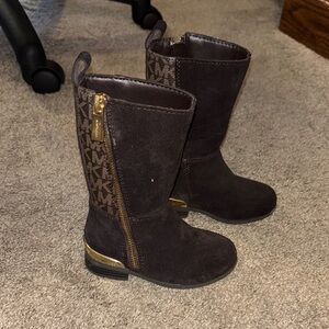 Michael Kors Brown Suede Boots with Gold Accents